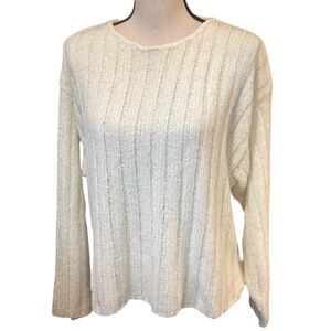 Vintage Ship N Shore White Loose Knit Crew Neck Long Sleeve Sweater Medium‎